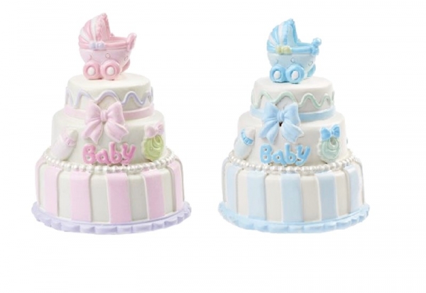 Deko-Torte Baby 4,5 cm Taufe Geburtstagmit Puppenwagen