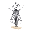 Engel Deko-Figur auf Holzfuß aus Draht 23 cm schwarz Weihnachten