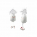 2 Stück Deko-Ei Ostereier auf Beinen Plüsch weiß Ostern 12,5 cm